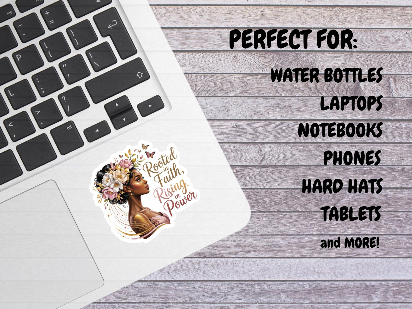 Rooted In Faith, Rising In Power Woman Sticker