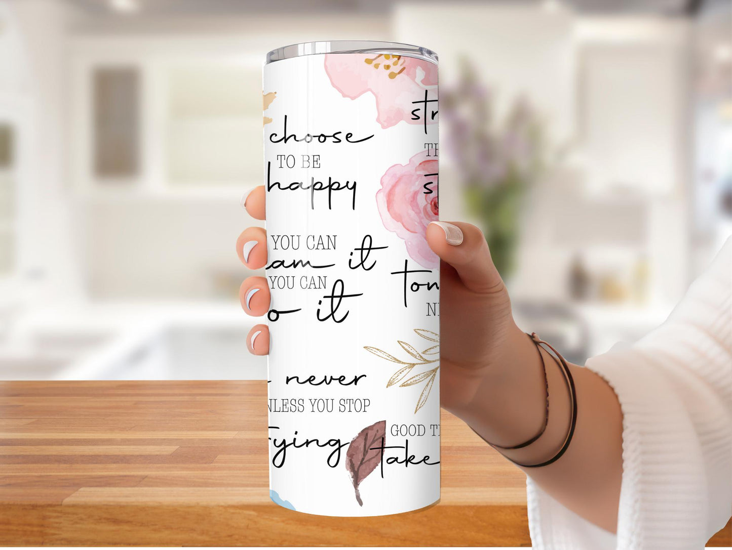 Positivity Floral Quotes 20oz Tumbler