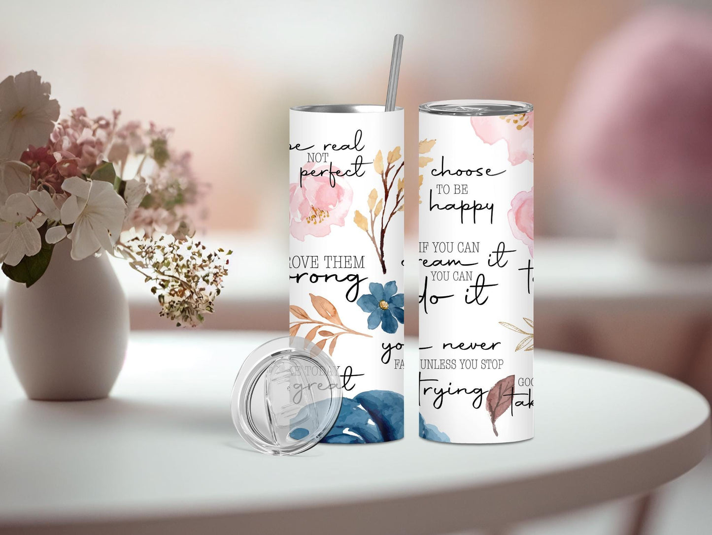 Positivity Floral Quotes 20oz Tumbler