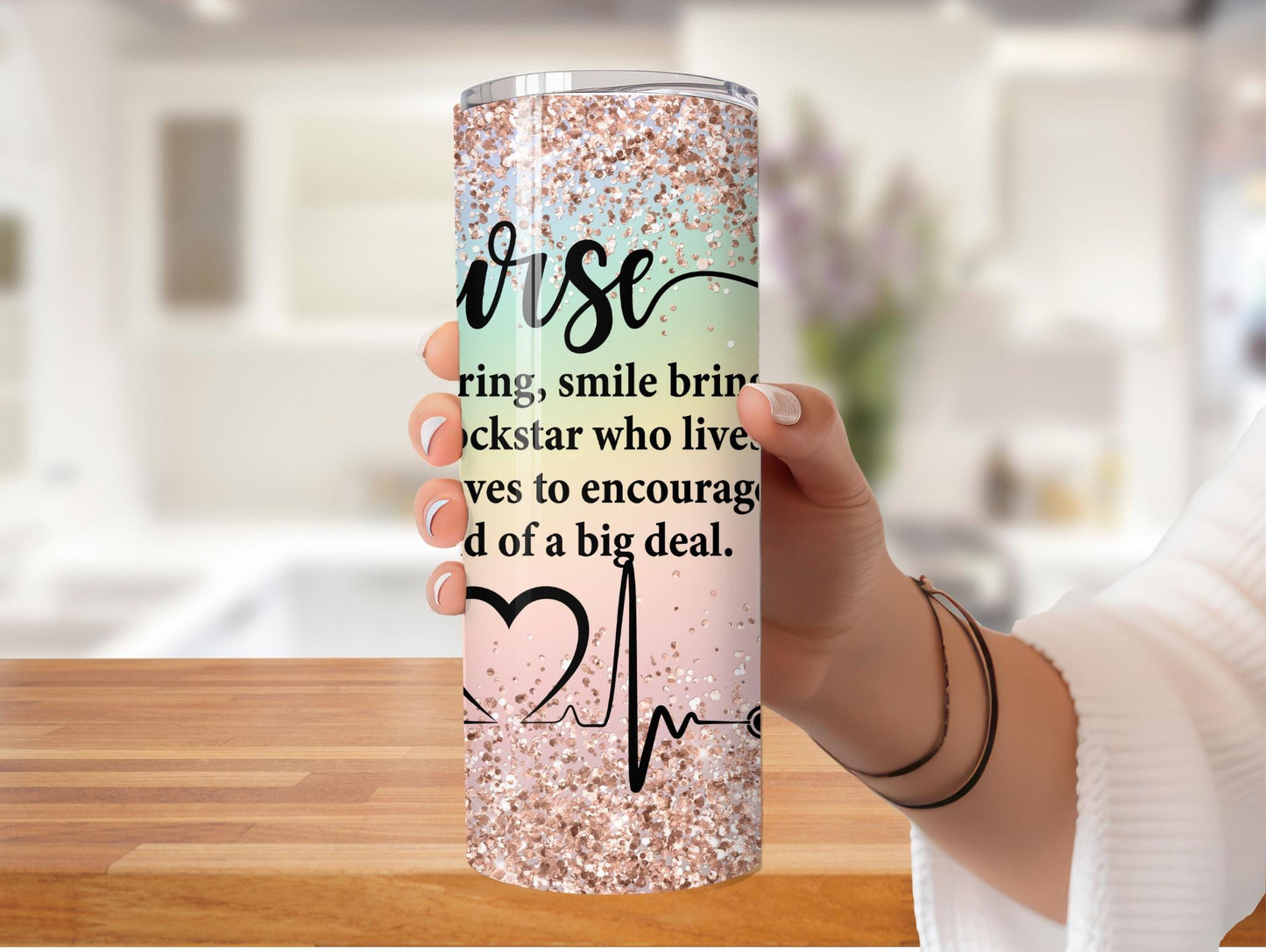 Nurse Definition Inspirational Faux Glitter 20oz Tumbler