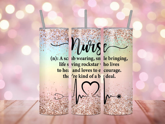 Nurse Definition Inspirational Faux Glitter 20oz Tumbler