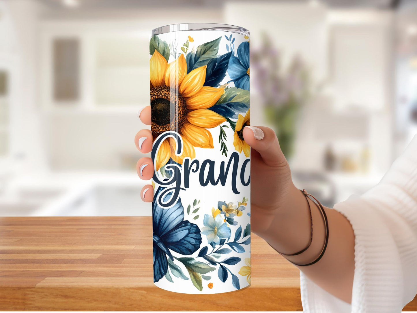 Grandma Blue & Yellow Floral 20oz Tumbler