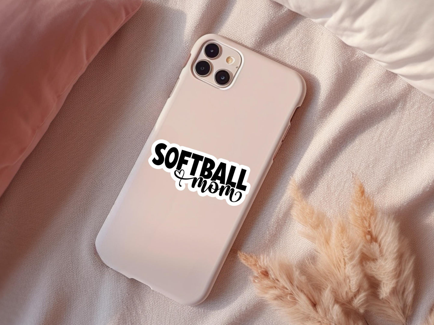 Softball Mom With Heart Sticker