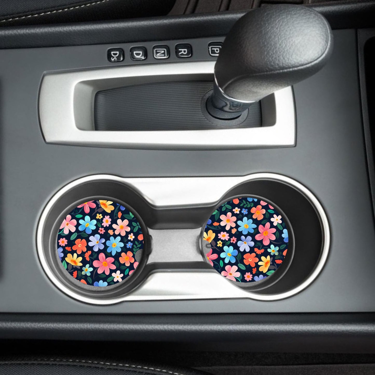 Multi Color Flowers Neoprene Car Coaster