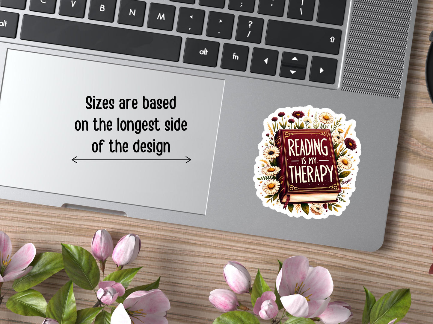 Reading Is My Therapy Books & Flowers Sticker
