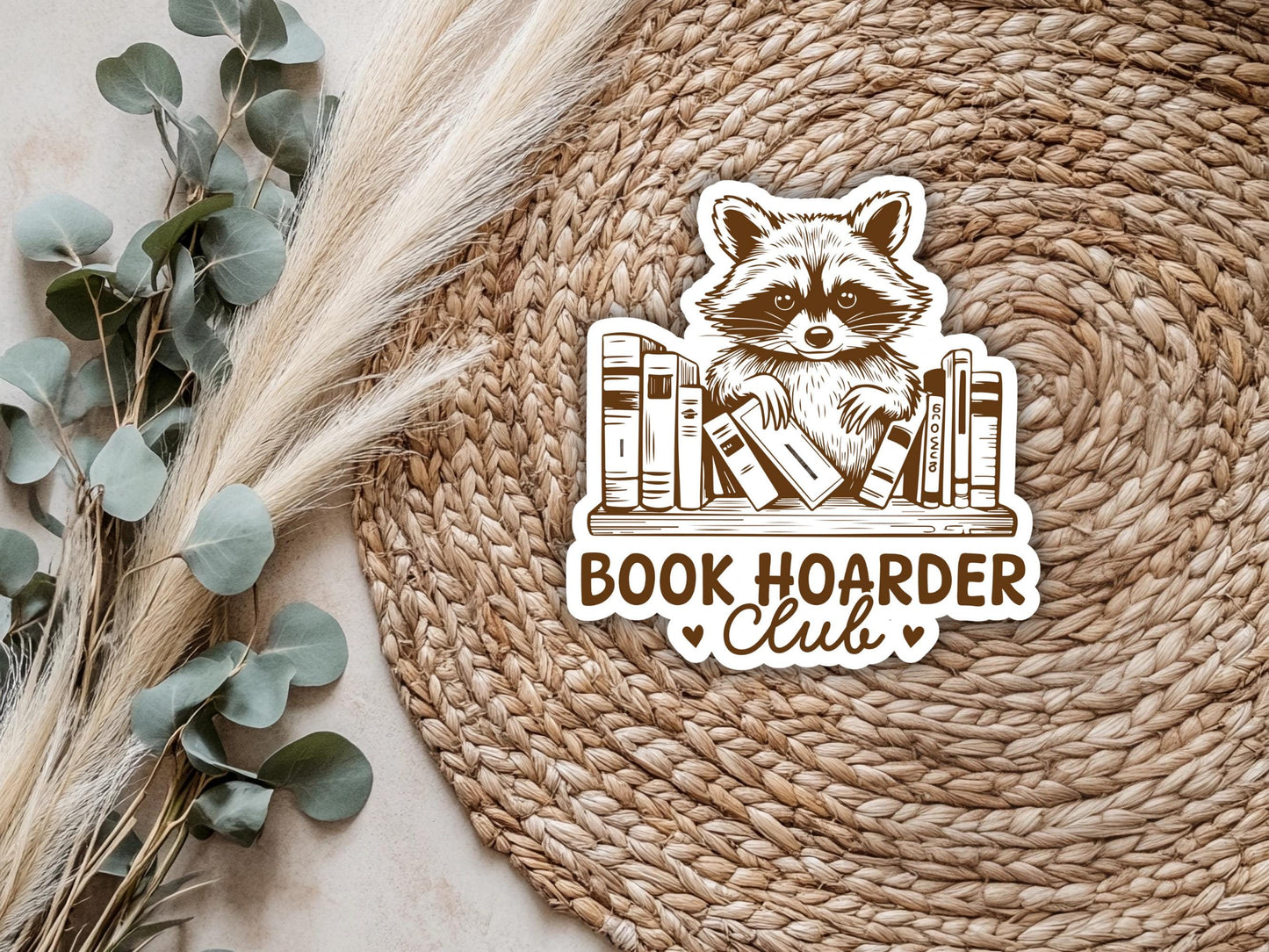 Raccoon Book Hoarder Club Sticker