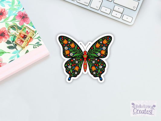 Bright Floral Butterfly Sticker