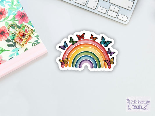 Colorful Rainbow and Butterflies Sticker