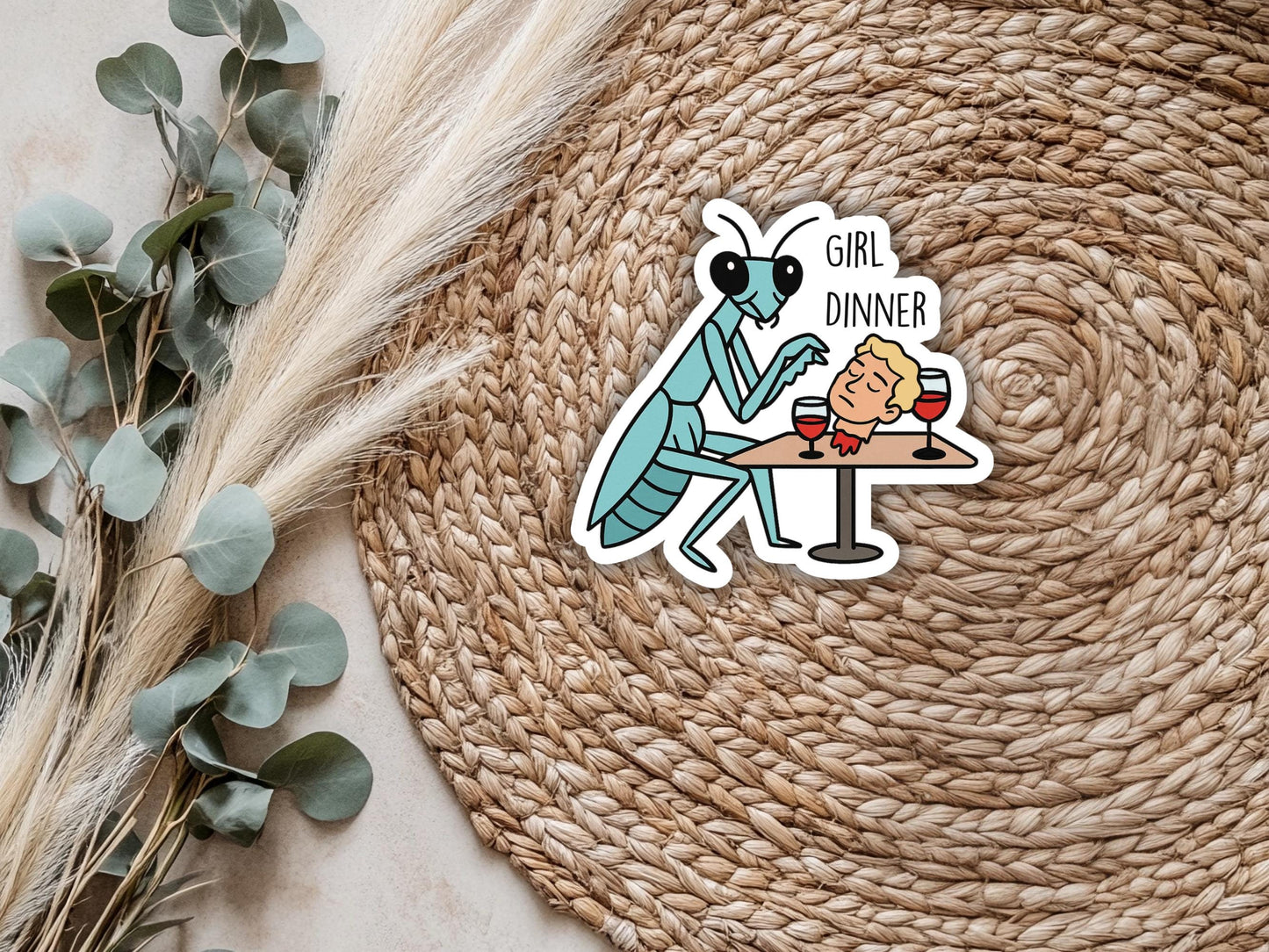 Girl Dinner Praying Mantis Sticker
