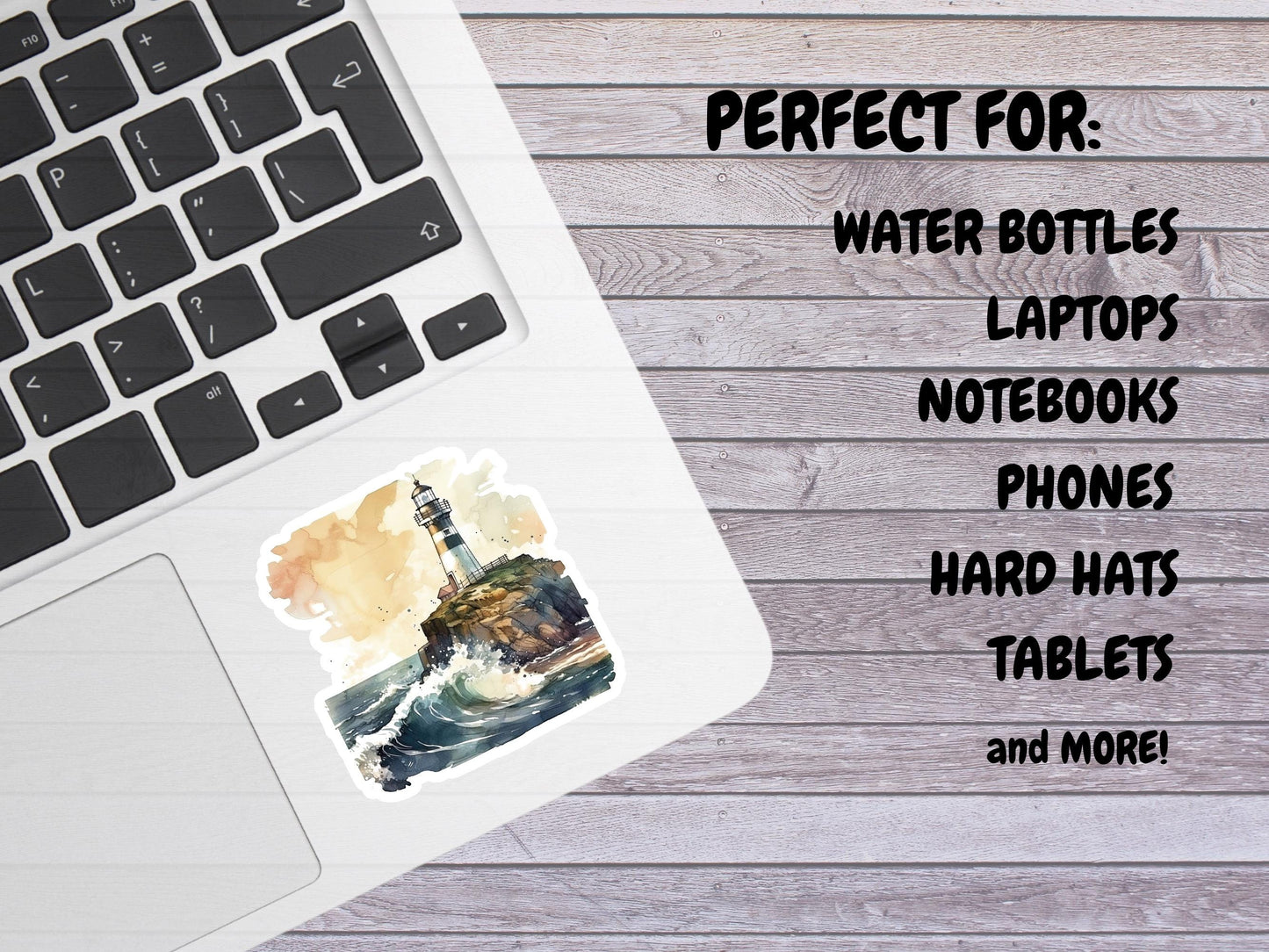 Watercolor Lighthouse And Ocean Scene Sticker