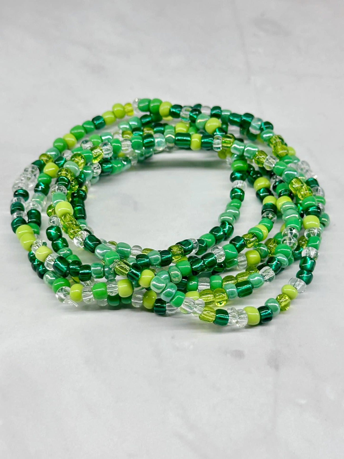 Single Strand Green Mixture Seed Bead Bracelet