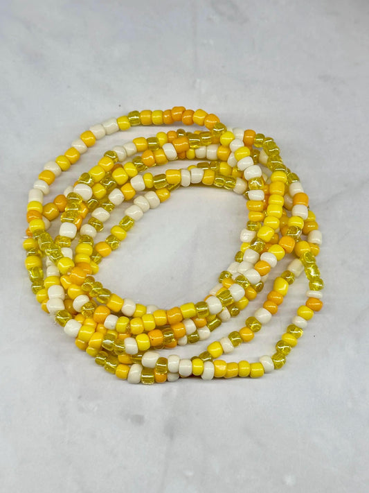 Single Strand Yellow Mixture Seed Bead Bracelet