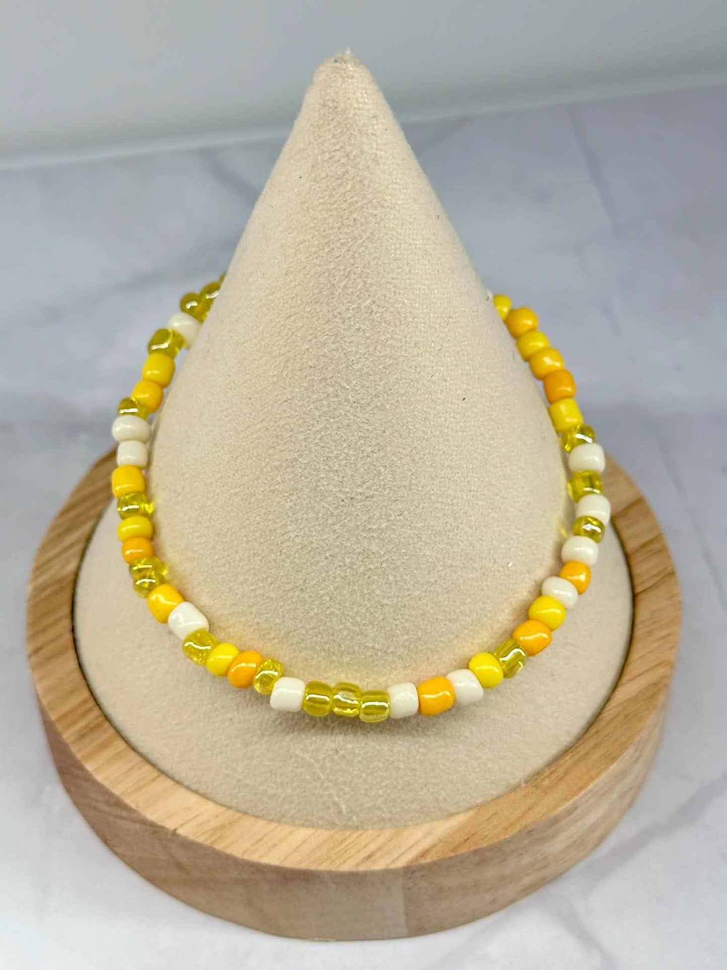 Single Strand Yellow Mixture Seed Bead Bracelet