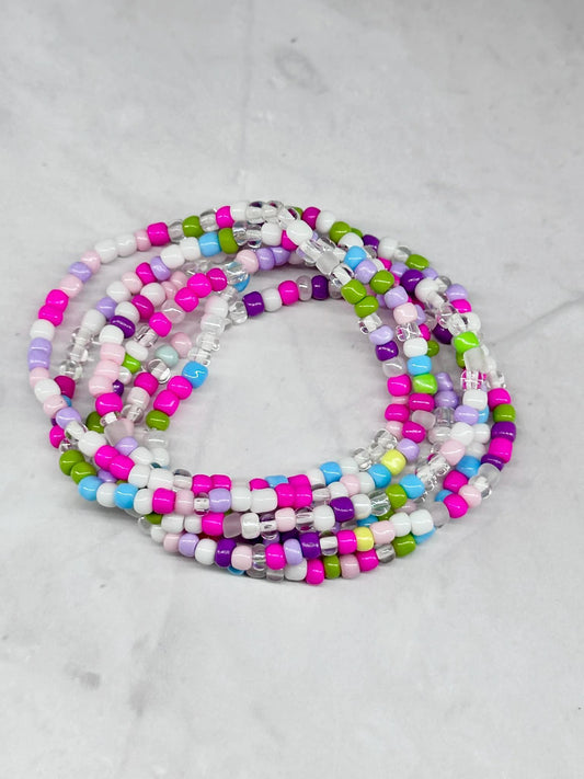 Single Strand Brights & White Mixture Seed Bead Bracelet