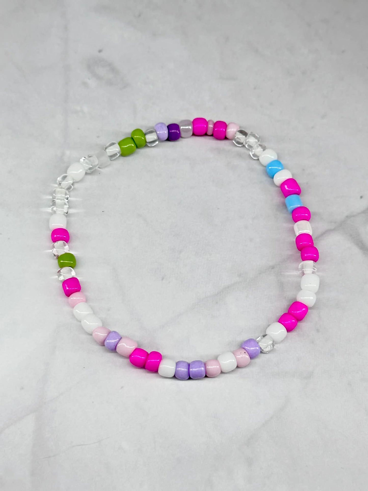 Single Strand Brights & White Mixture Seed Bead Bracelet