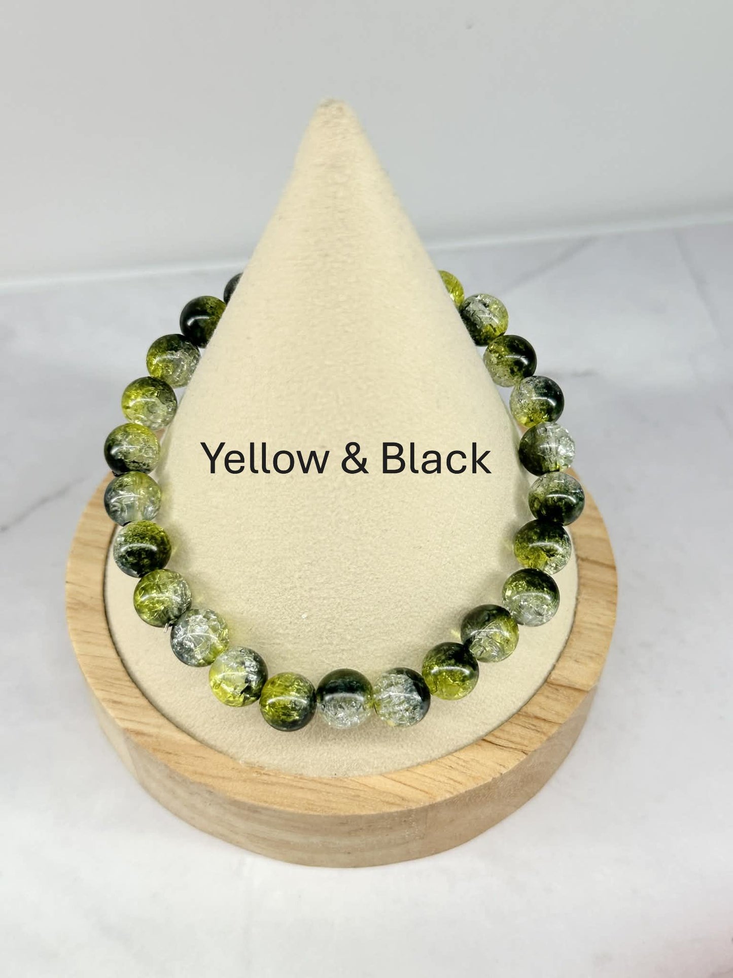 Single Strand Colorful Translucent Crackle Beaded Stretch Bracelet