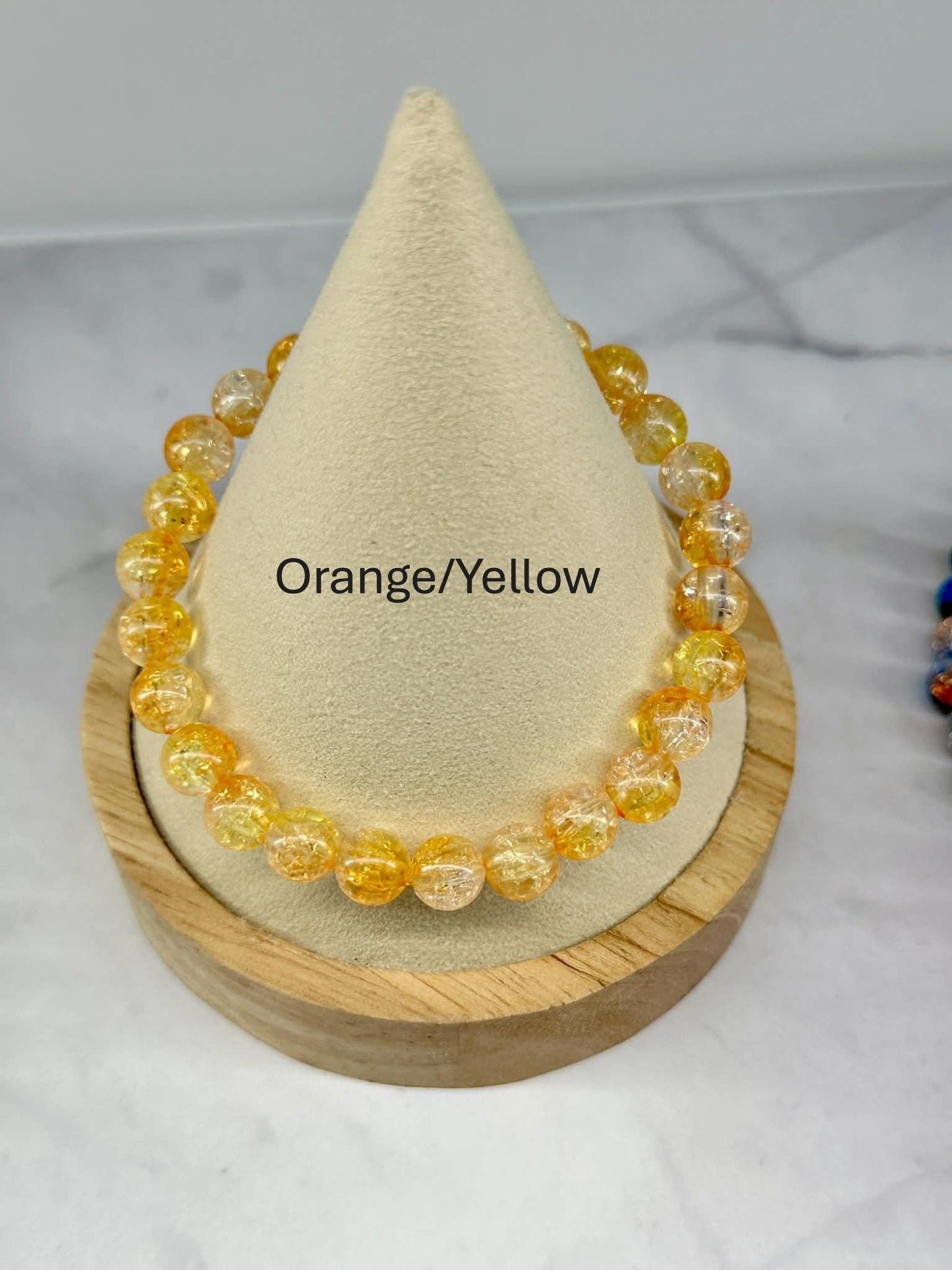 Single Strand Colorful Translucent Crackle Beaded Stretch Bracelet
