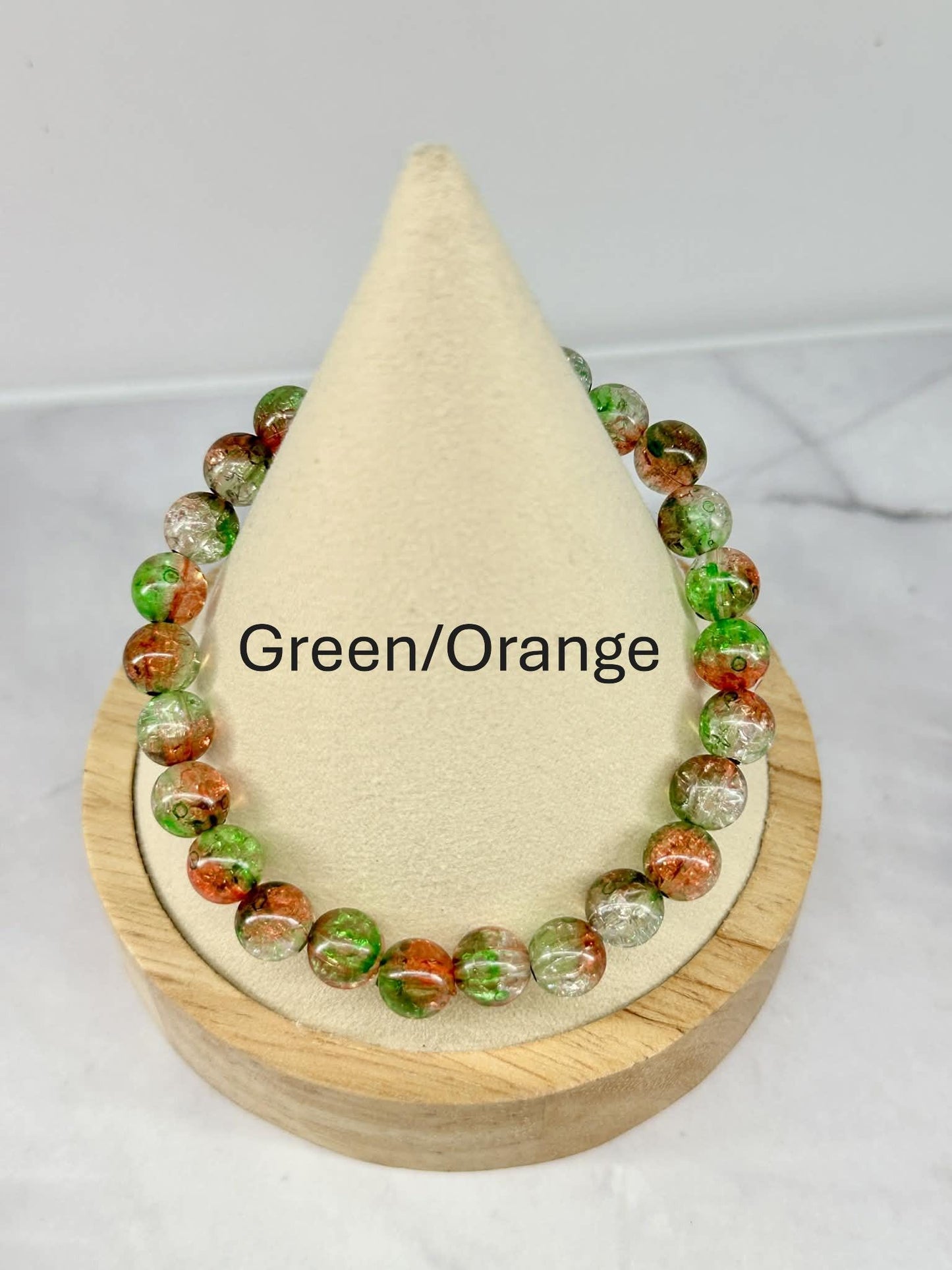 Single Strand Colorful Translucent Crackle Beaded Stretch Bracelet