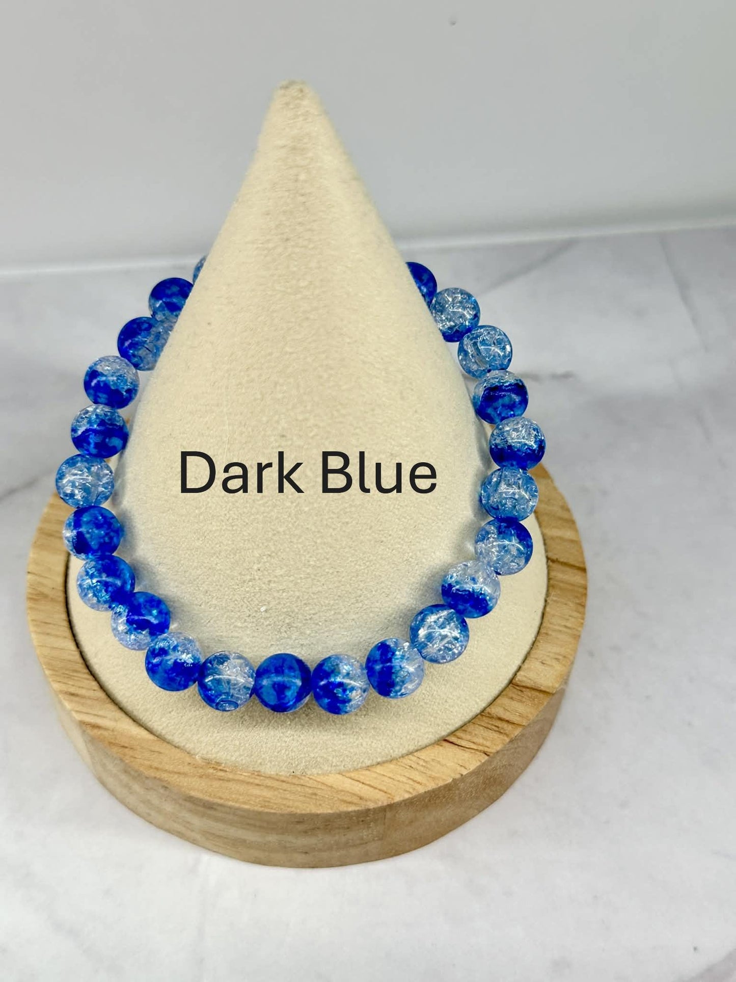Single Strand Colorful Translucent Crackle Beaded Stretch Bracelet