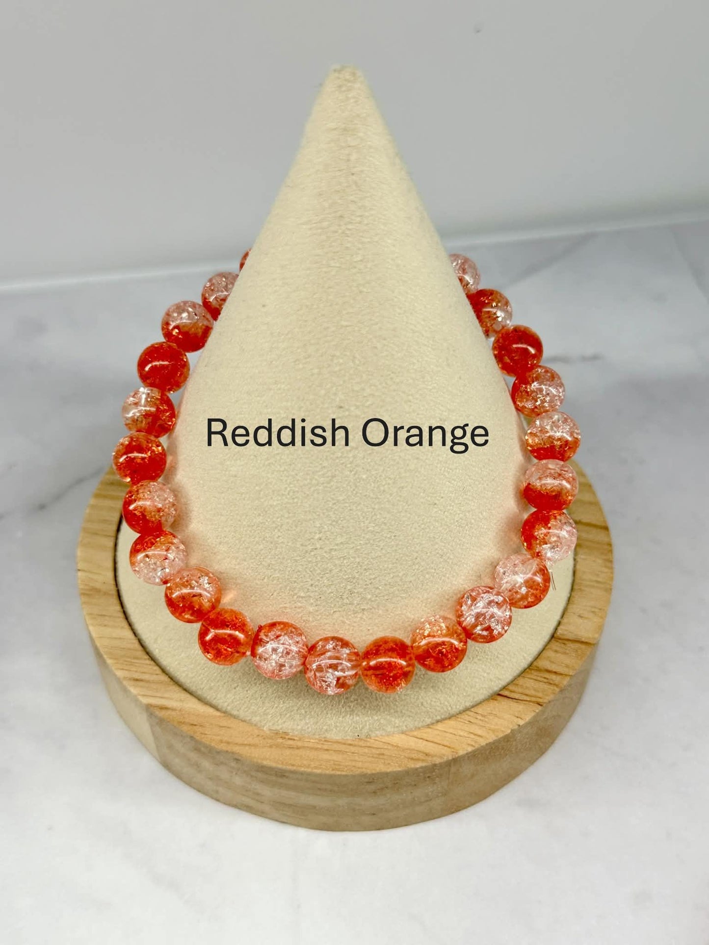 Single Strand Colorful Translucent Crackle Beaded Stretch Bracelet