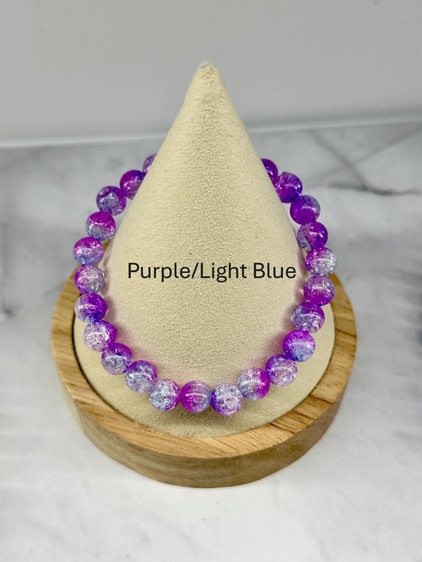 Single Strand Colorful Translucent Crackle Beaded Stretch Bracelet