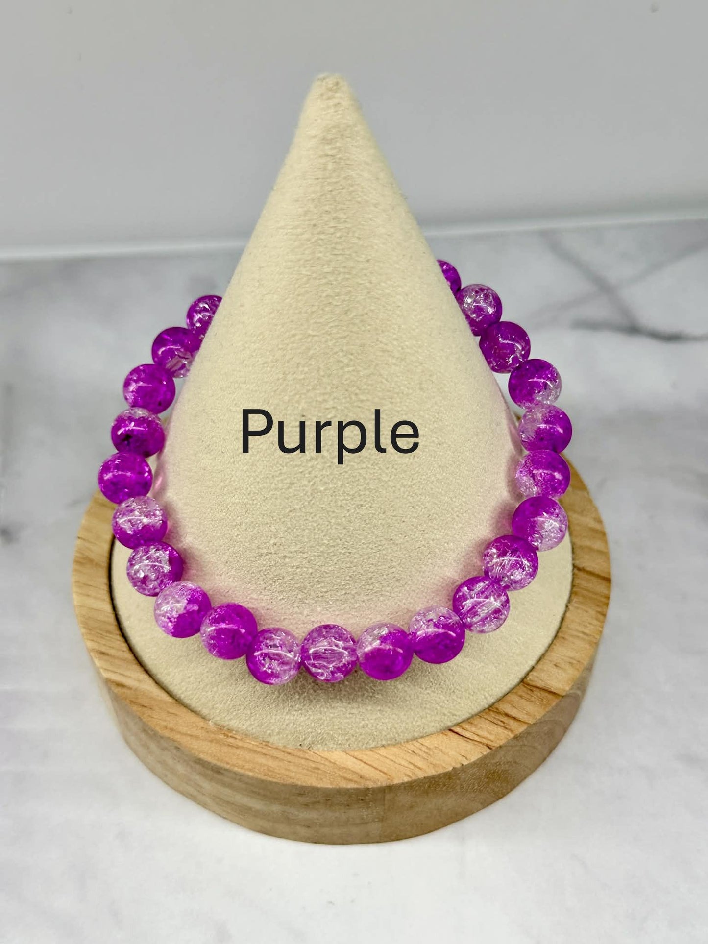 Single Strand Colorful Translucent Crackle Beaded Stretch Bracelet