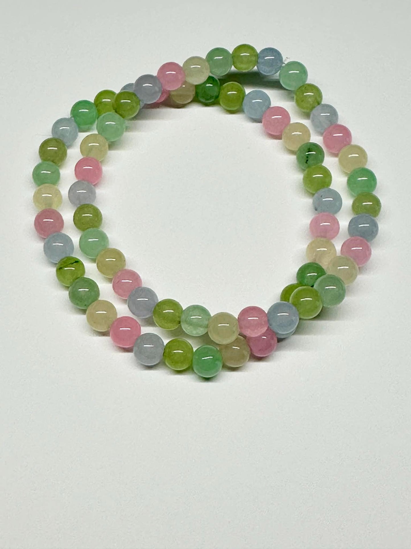 Single Strand Multi Pastel Opaque Beaded Stretch Bracelet