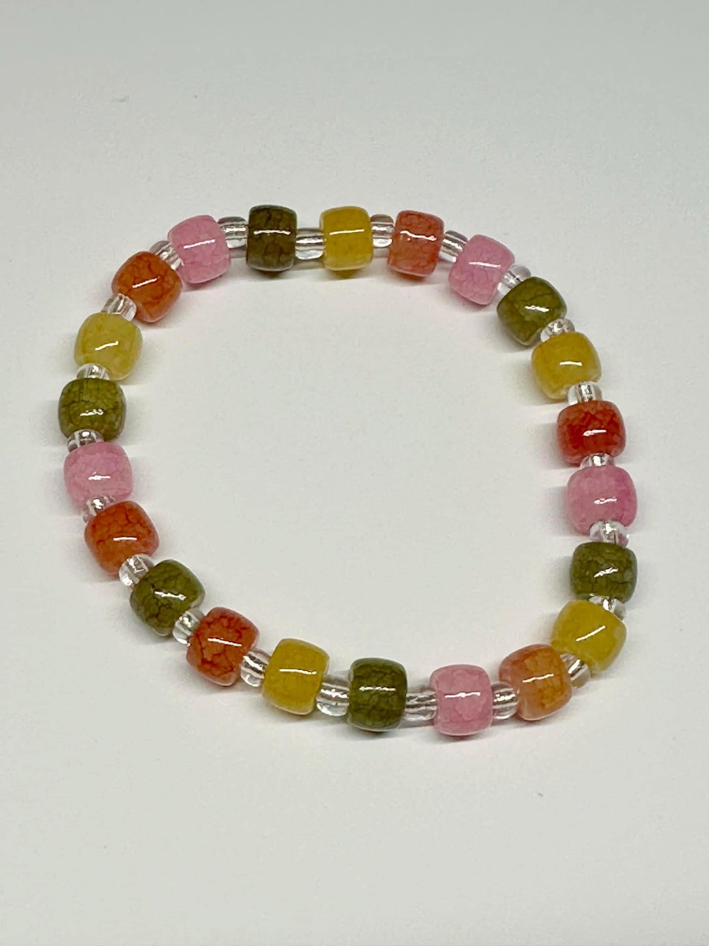 Single Strand Multi Fall Colored Transparent Stretch Bracelet