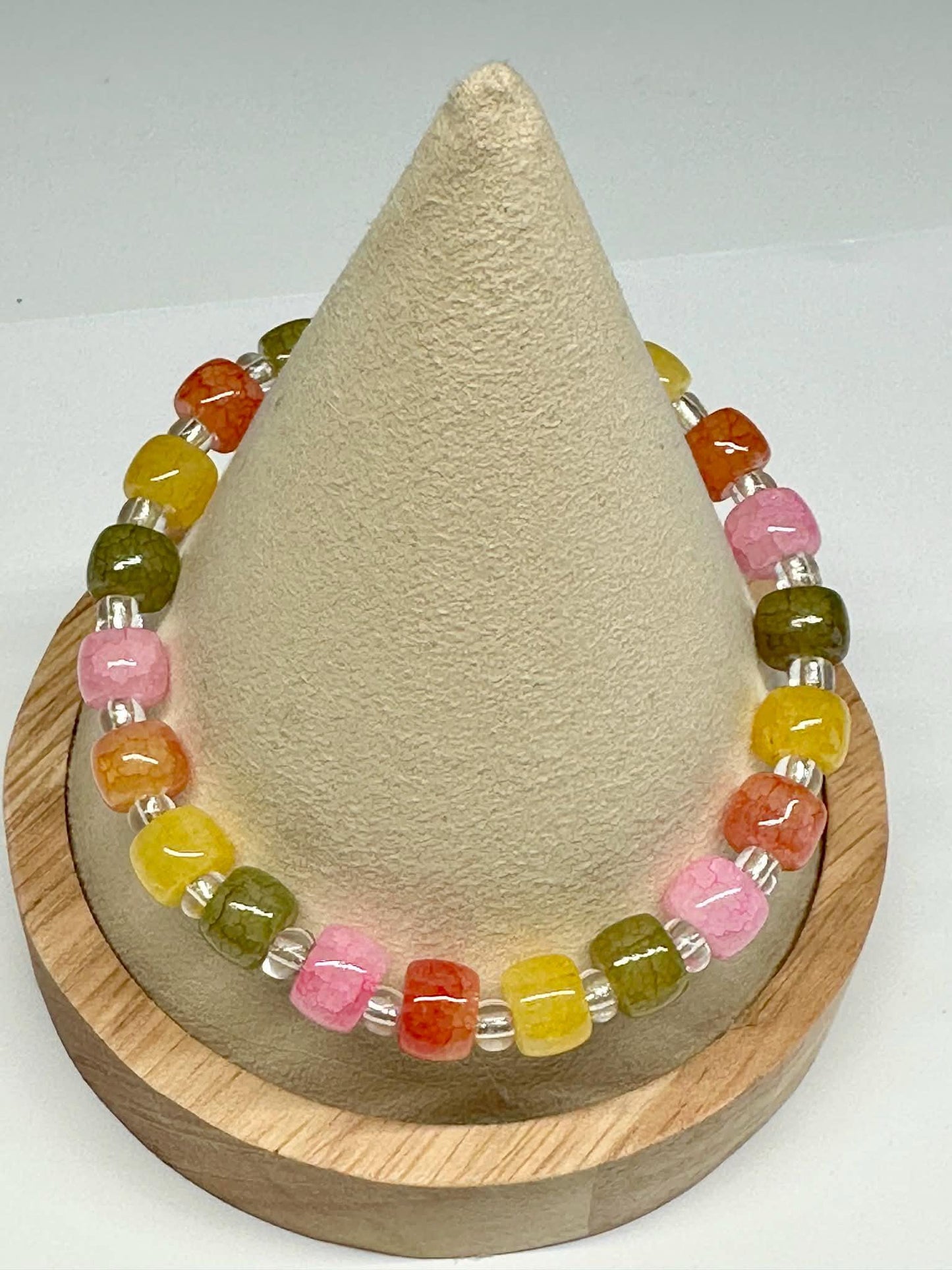 Single Strand Multi Fall Colored Transparent Stretch Bracelet