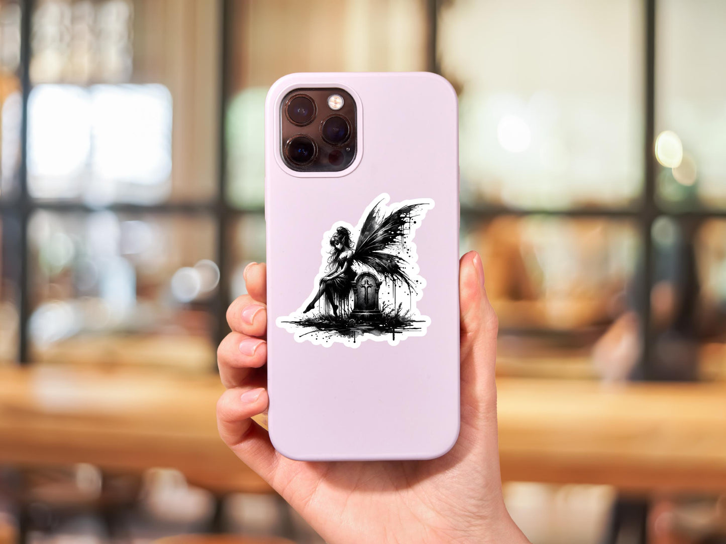 Dark Gothic Fairy and Tombstone Sticker