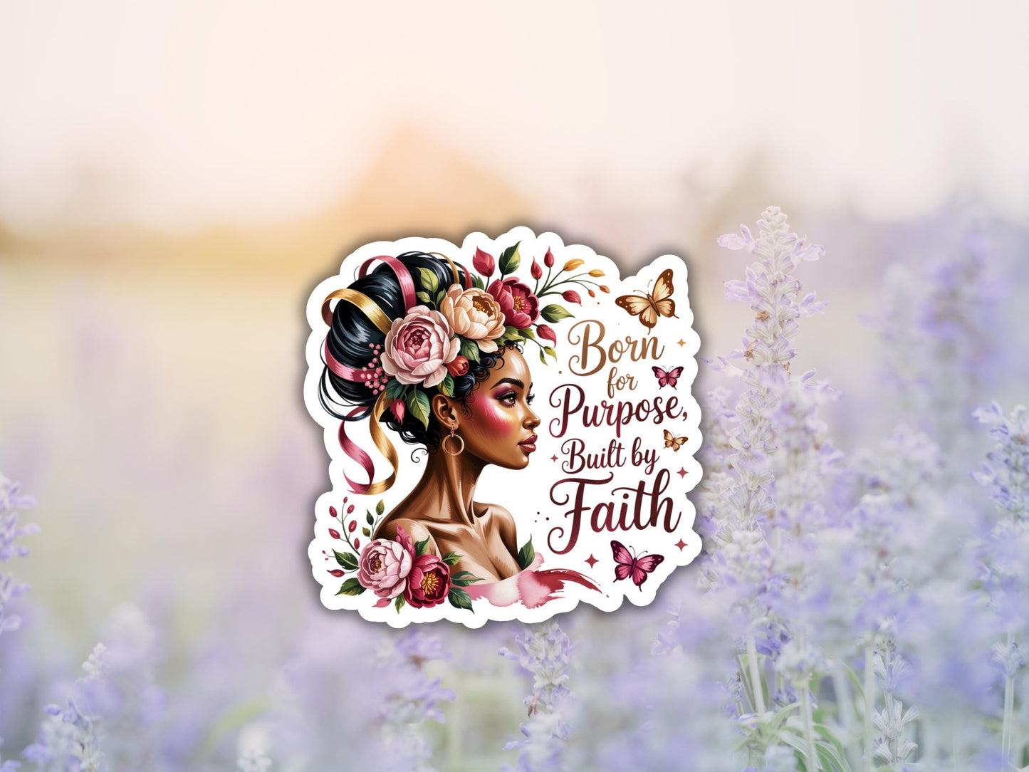 Born For Purpose, Built By Faith Woman Sticker