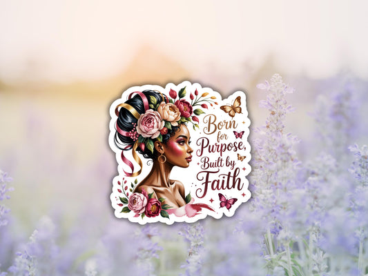 Born For Purpose, Built By Faith Woman Sticker