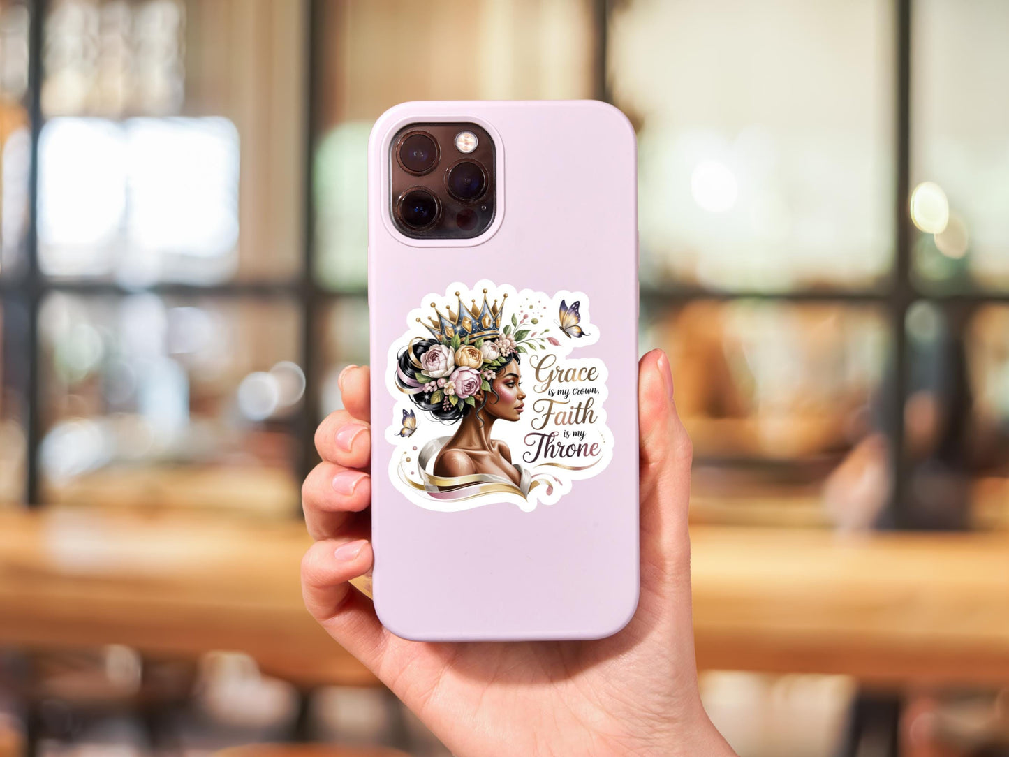 Grace Is My Crown, Faith Is My Throne Woman Sticker