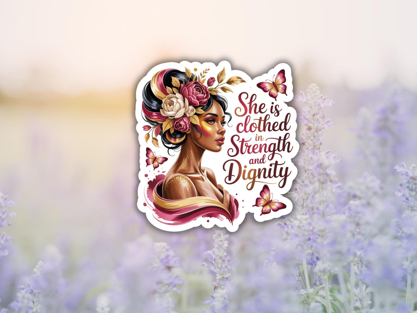 She Is Clothed In Strength And Dignity Woman Sticker