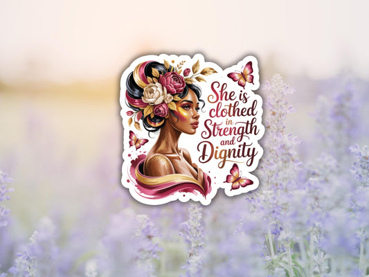 She Is Clothed In Strength And Dignity Woman Sticker