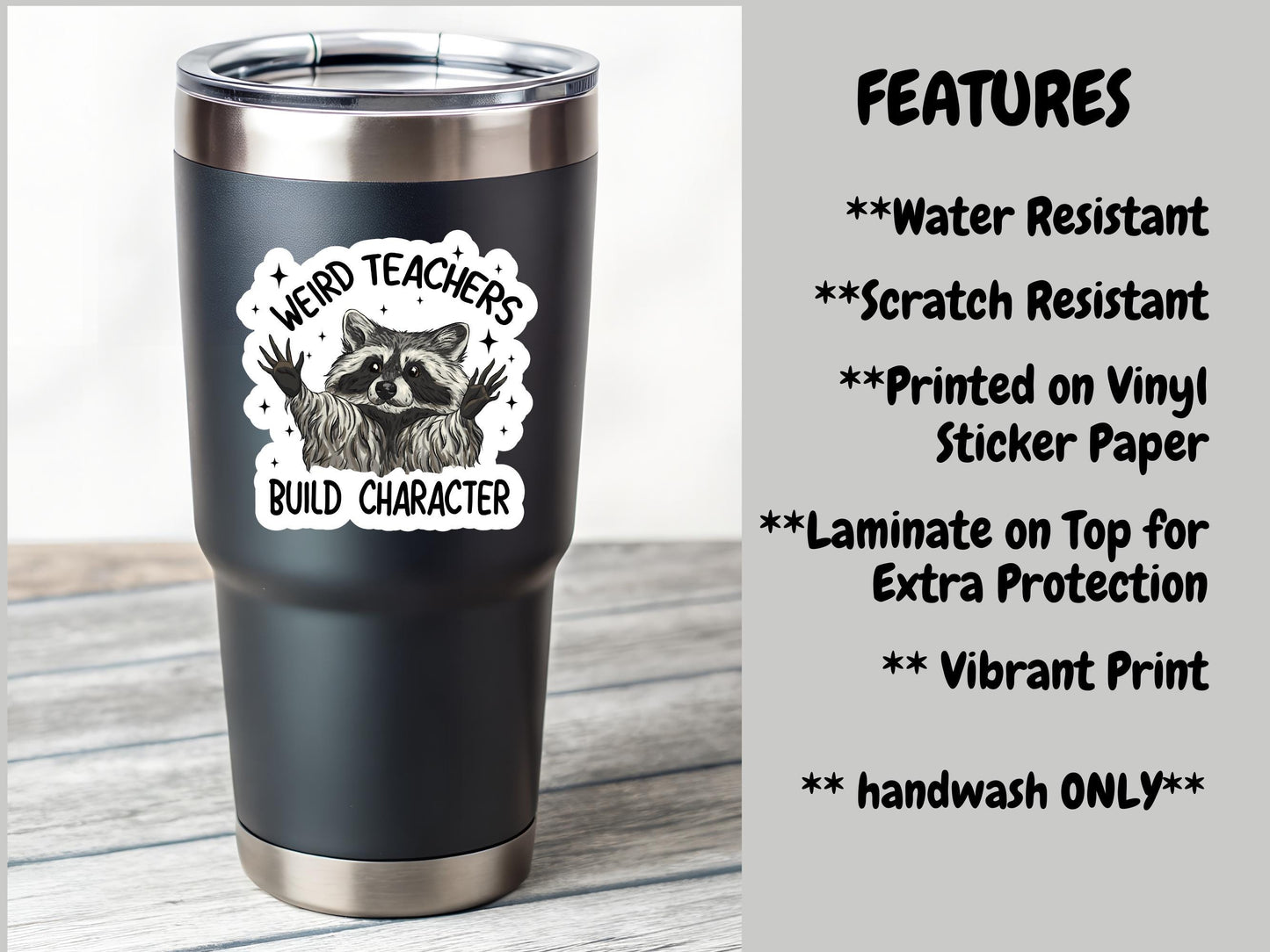 Weird Teachers Build Character Raccoon Sticker