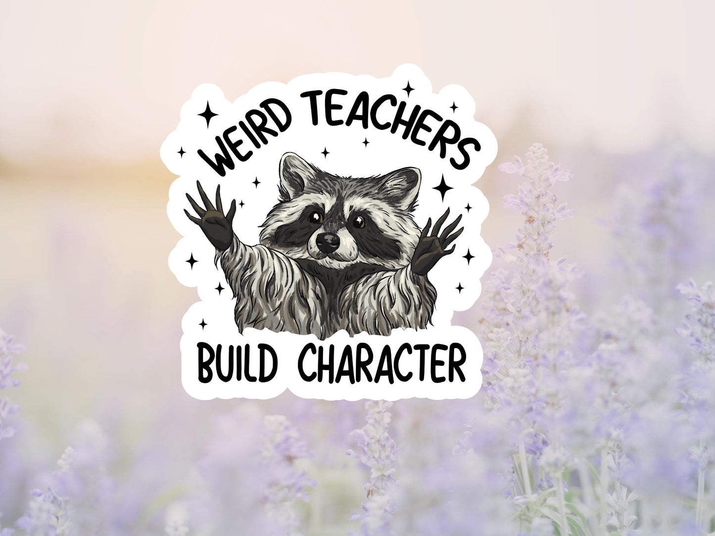 Weird Teachers Build Character Raccoon Sticker