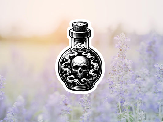 Dark Gothic Skull Potion Bottle Sticker