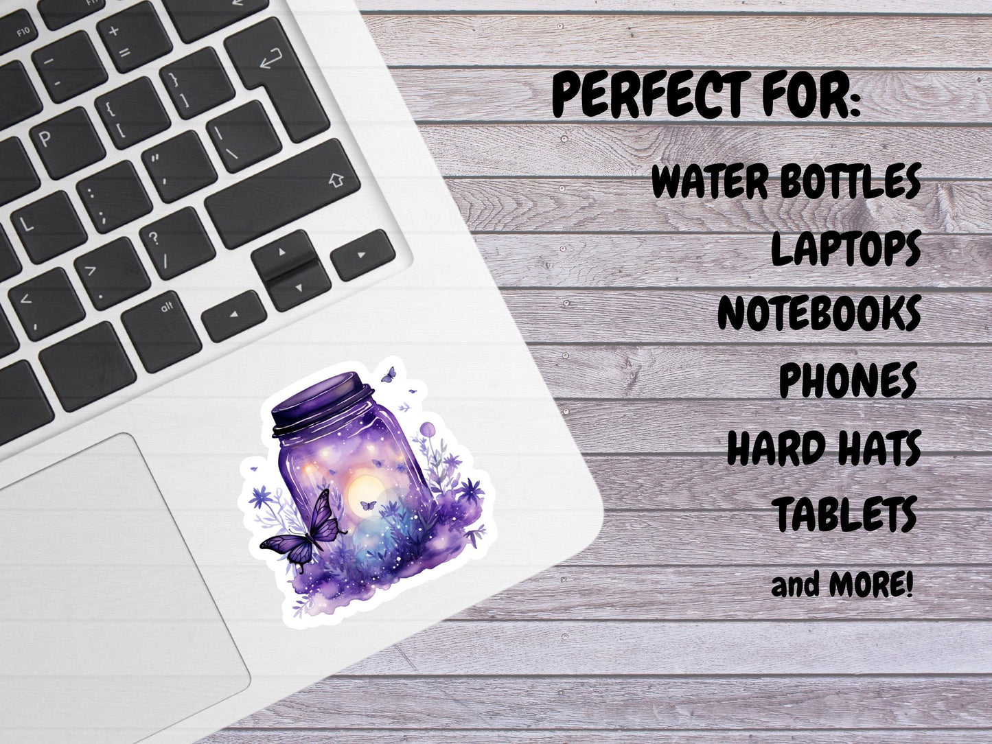 Purple Watercolor Jar And Butterfly Sticker