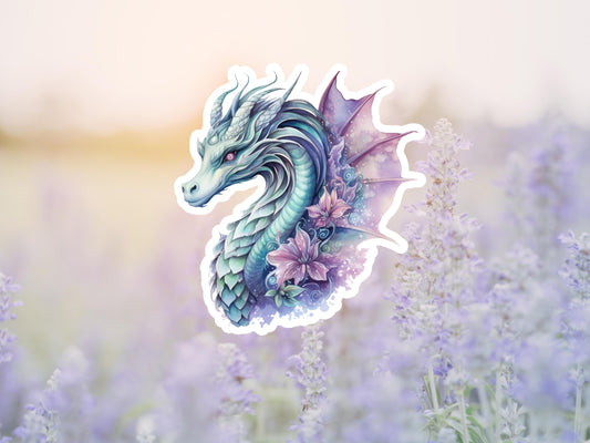 Pastel Dragon And Flowers Sticker
