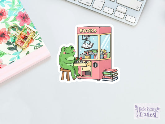 Frog And Books Claw Machine Sticker