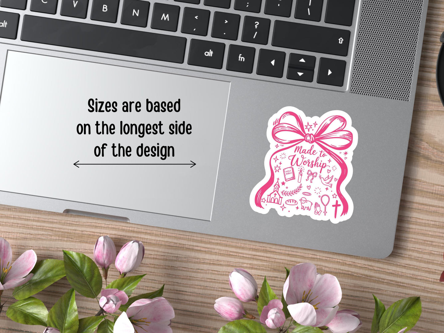 Made To Worship Pink Bow Sticker