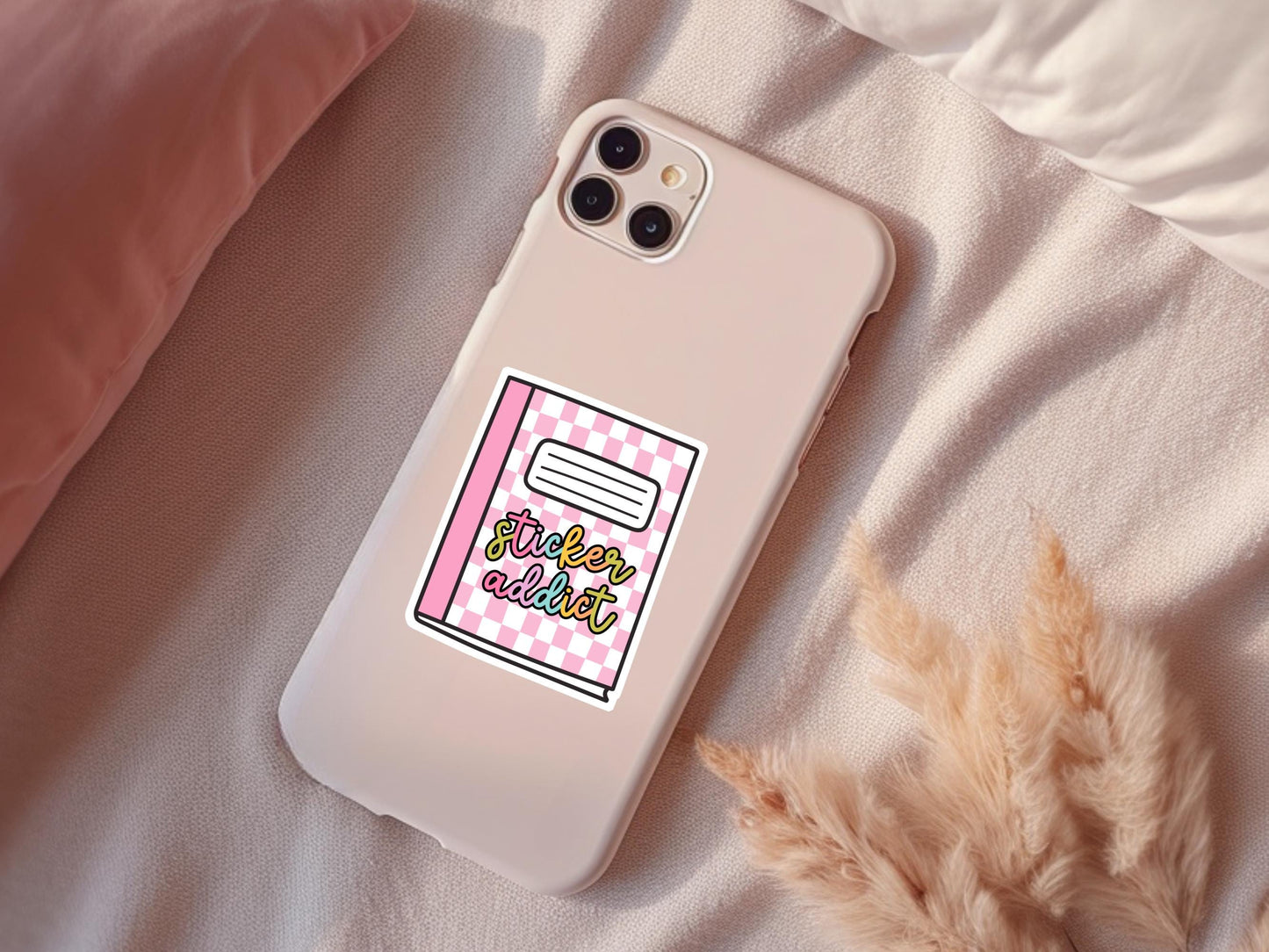Sticker Addict Pink Composition Book Sticker