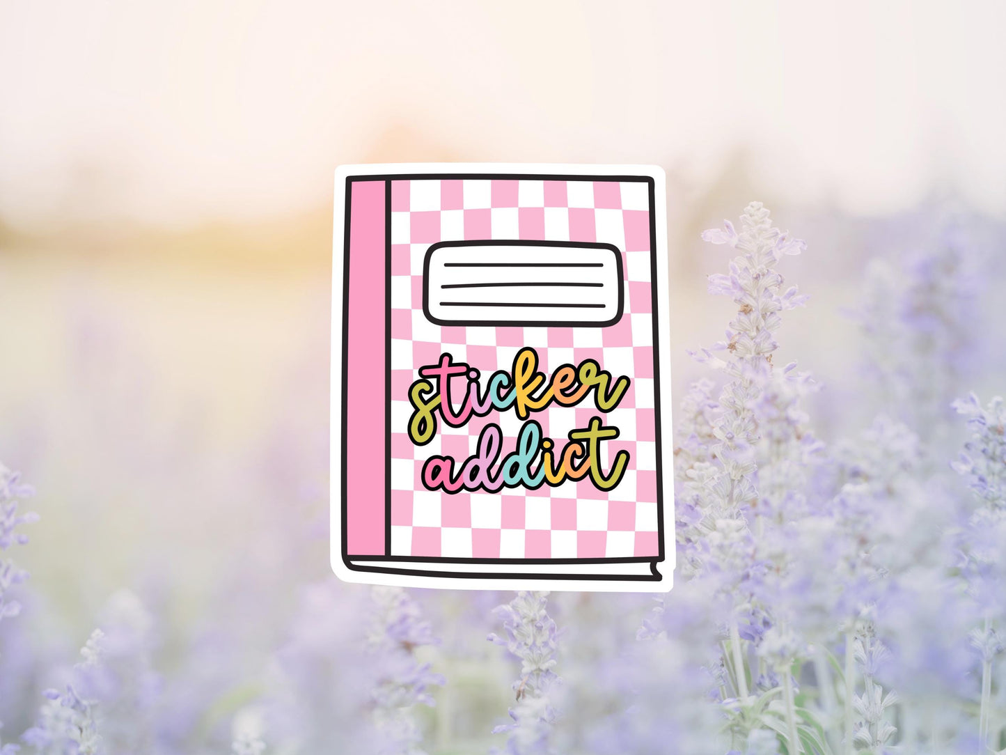 Sticker Addict Pink Composition Book Sticker