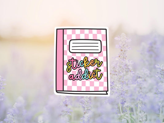 Sticker Addict Pink Composition Book Sticker
