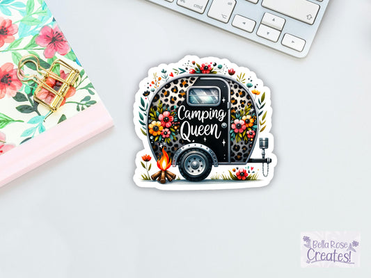 Camping Queen Floral Camper Sticker