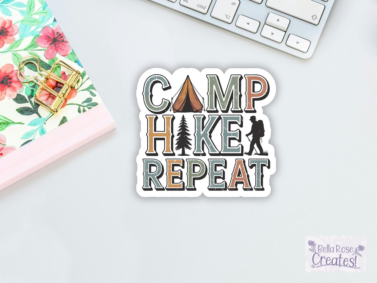 Camp Hike Repeat Sticker