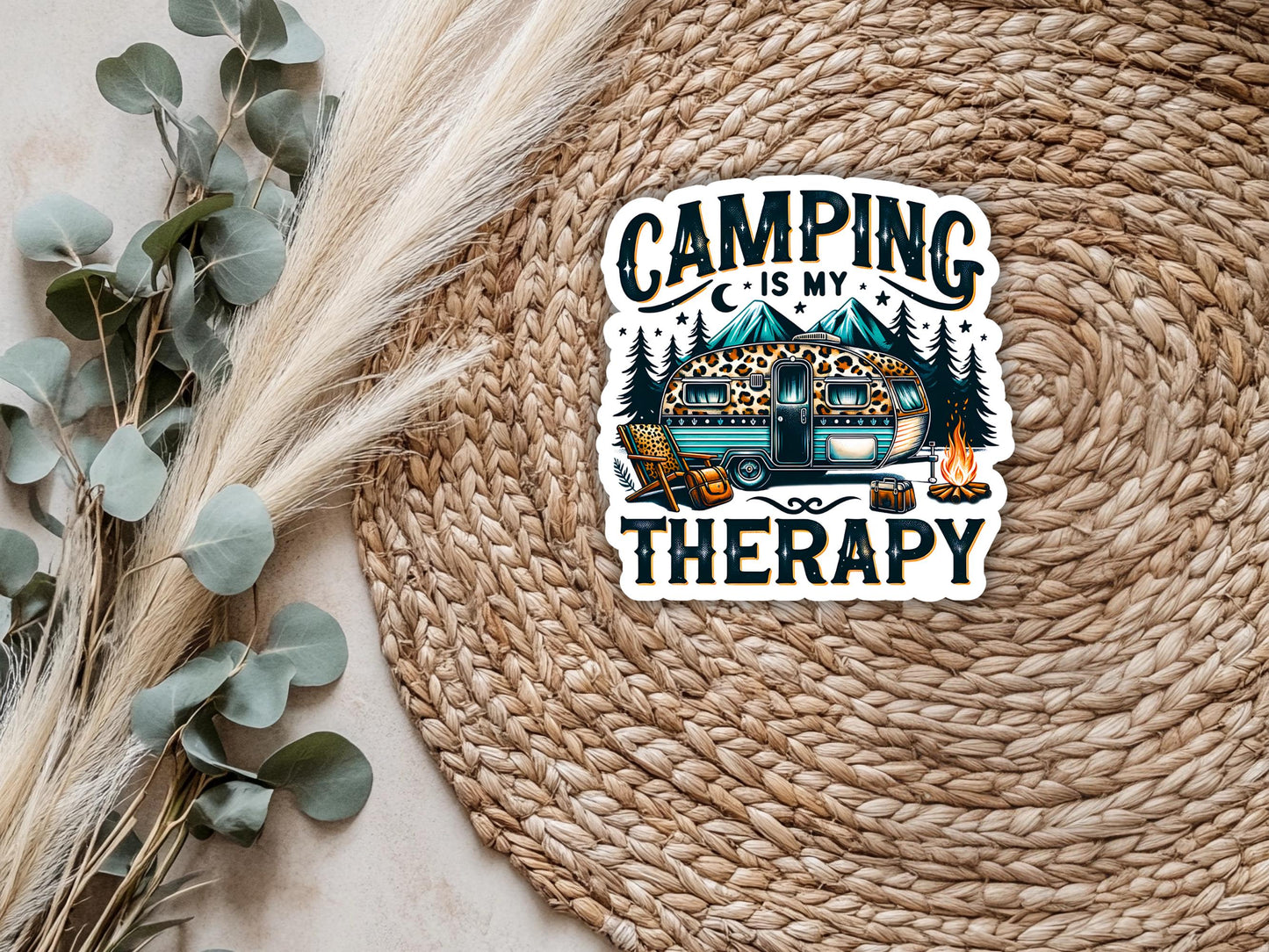 Camping Is My Therapy Camper Sticker
