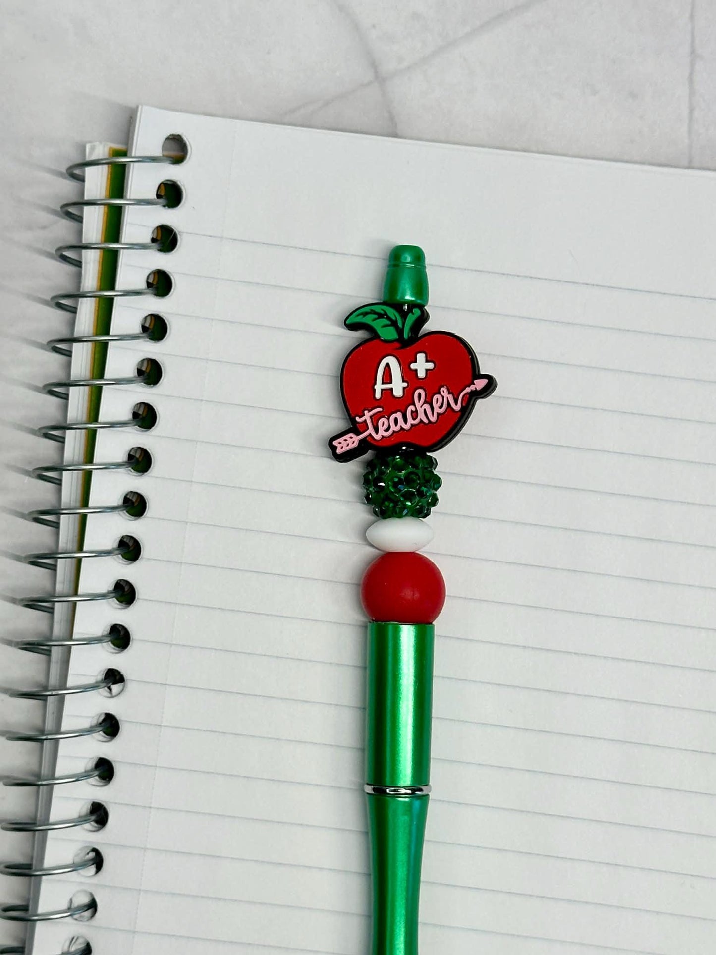 A+ Teacher Apple Beaded Ink Pen