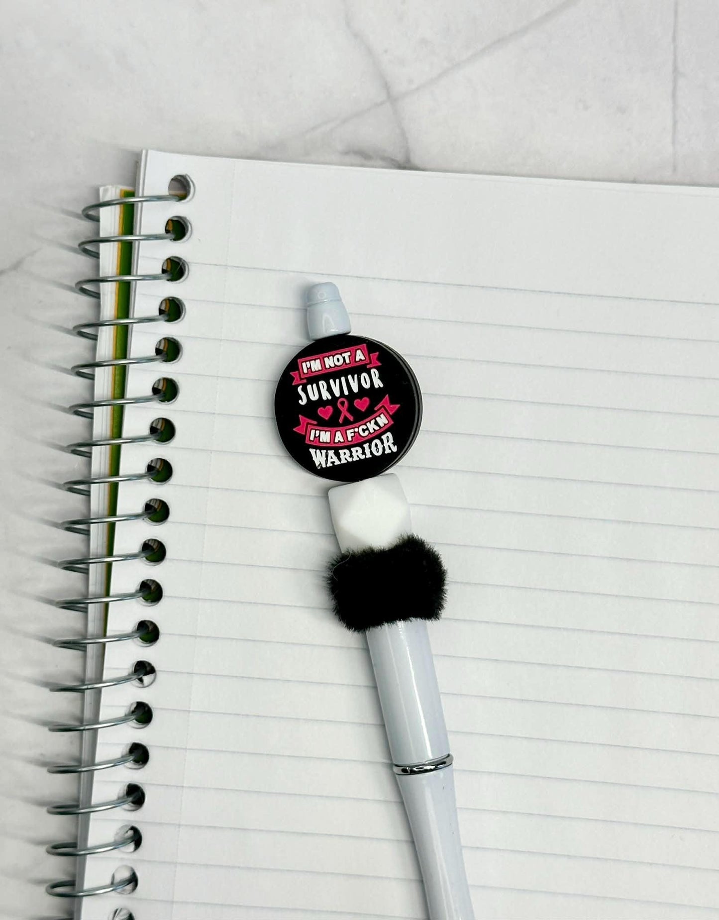 I'm Not A Survivor I'm A F*ckn Warrior Beaded Ink Pen